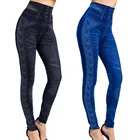 Размера плюс 3XL Высокая талия из искусственной кожи на весну и осень джинсовая Леггинсы Узкие эластичные бесшовные облегающие джинсы-карандаши голубого цвета брюки женские тренировки Леггинсы