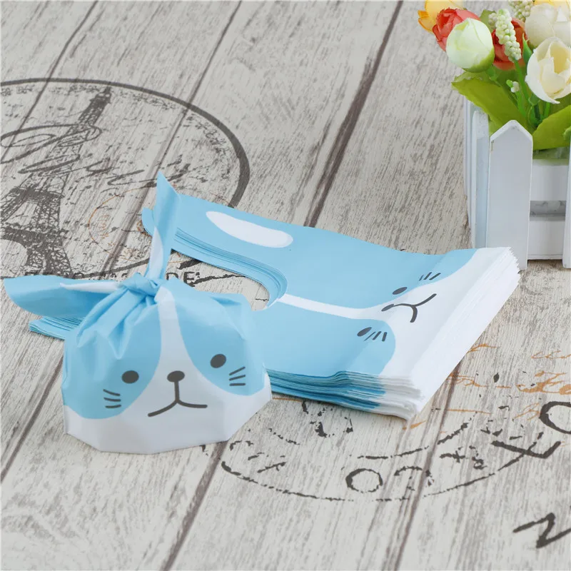 50 шт./лот пакеты для печенья с милыми заячьими ушками самоклеющиеся пластиковые