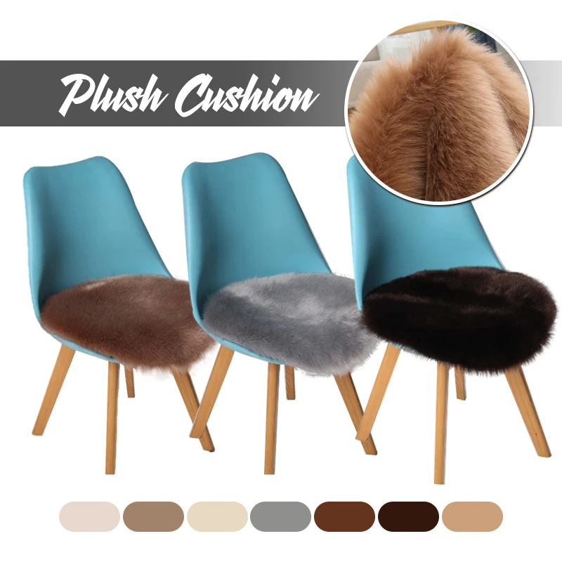 

Luxury Faux Fox Fur Cushion Artificial Wool Warm Chair Car Seat Pad Sofa Cover Furry Soft Faux Sheepskin Chair Cover Seat Pads