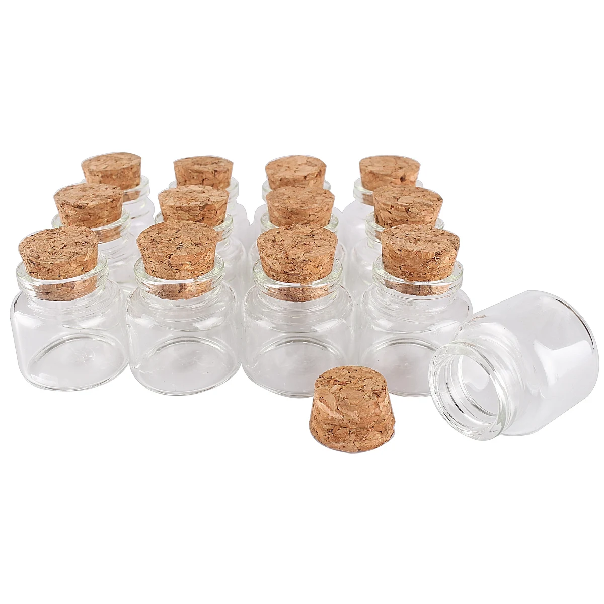 

24pcs 30*30*17mm 10ml Mini Glass Wishing Bottles Tiny Jars Vials With Cork Stopper wedding gift