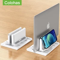 adjustable vertical laptop stand base support notebook holder for macbook ipad with phone tablet holder computer table stand