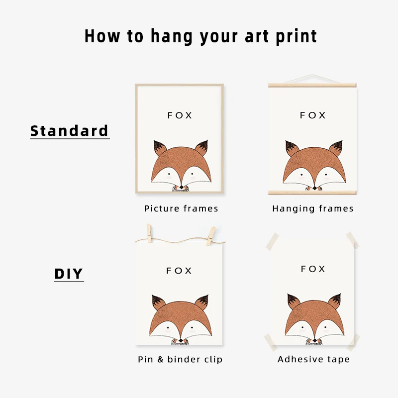 Мультяшные милые животные лисица льва Bearposters Детский Настенный художественный