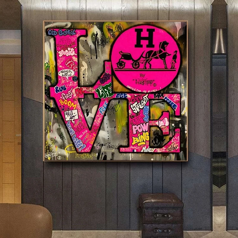 

Graffiti Art Letters LOVE HOPE Canvas Painting Colorful Alphabet Text Poster Wall Art Picture Print Home Decoration Living Room