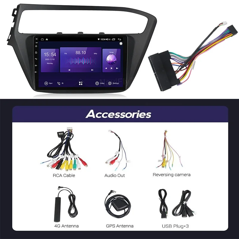 

New! 7862 6GB+128GB QLED 1280*720 Android 10.0 Car Multimedia Player For Hyundai I20 2015 2016 2017 2018 Radio Navigation DSP