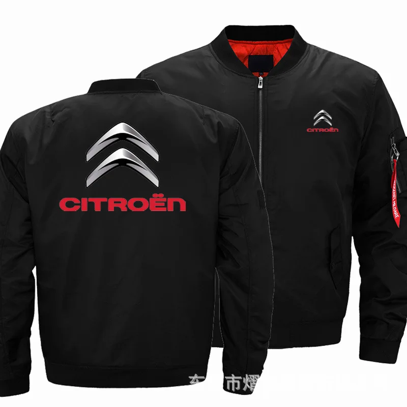 

2021 NEW Mens Warm Citroen Slim Fit Fly Pilot jacket Car Logo Print Sweatshirt Hip Hop Male Clothing jacket