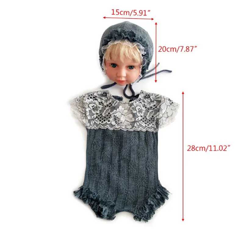 

2 Pcs/set New Children Photography Clothing Knit Hat Clothes Newborn Full Moon Baby Photo Props