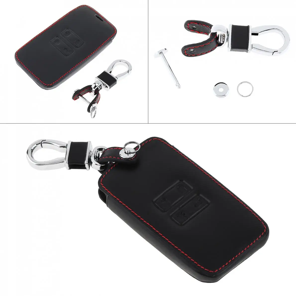 4 кнопки кожаный чехол для автомобильного ключа защитный держатель с подвесной