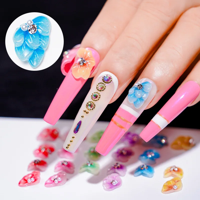 

12Grids Charms Nail Art Decoration 5D Embossed Gradient Resin Butterfly Rhinestons Nail Gems Manicure Designs Nail Art Jewerly#9