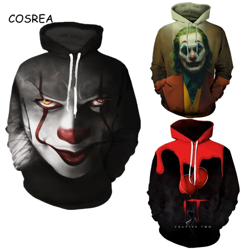 Толстовка с капюшоном Pennywise Joker, толстовка с капюшоном Joaquin Phoenix, Arthur Fleck Joker, пуловер «Бэтмен», спортивная одежда, спортивные костюмы, костюм для косплея