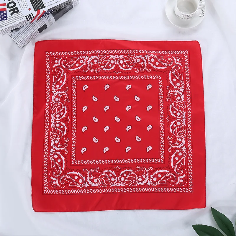 Fashion Hip Hop 100% Cotton Bandana Square Scarf 55cm*55cm Black Red Paisley Headband Printed For Women/Men/Boys/Girls |