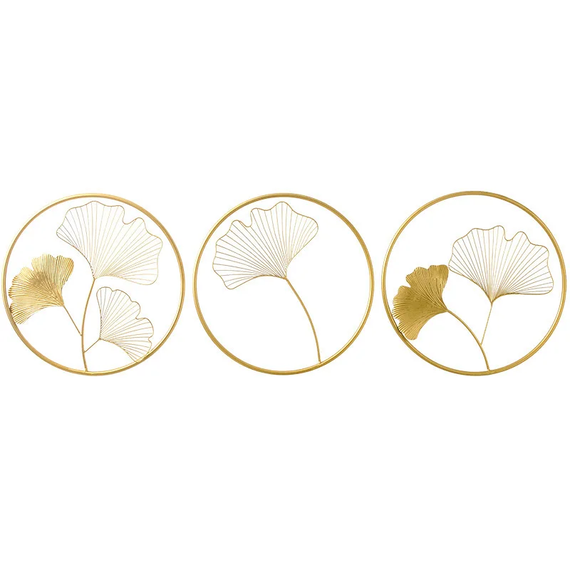 

Light Luxury Gold Wrought Iron Ginkgo Leaf Wall Hanging Living Room Background Wall Entrance Bedroom Wall Wall Soft Decoration