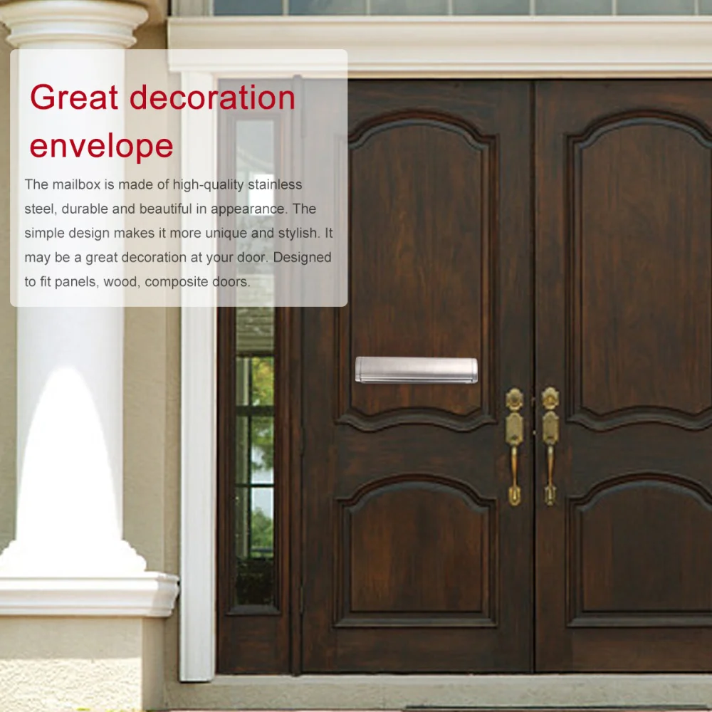 

1pc European Style Mailbox Inlaid Letter Box Stainless Steel Mailbox for Door
