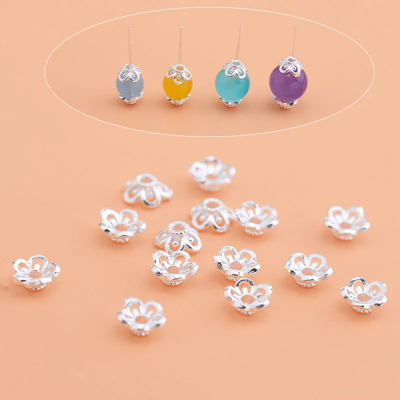 10PCS925 стерлингового серебра ювелирные аксессуары цветок сосуд шляпа диафрагма