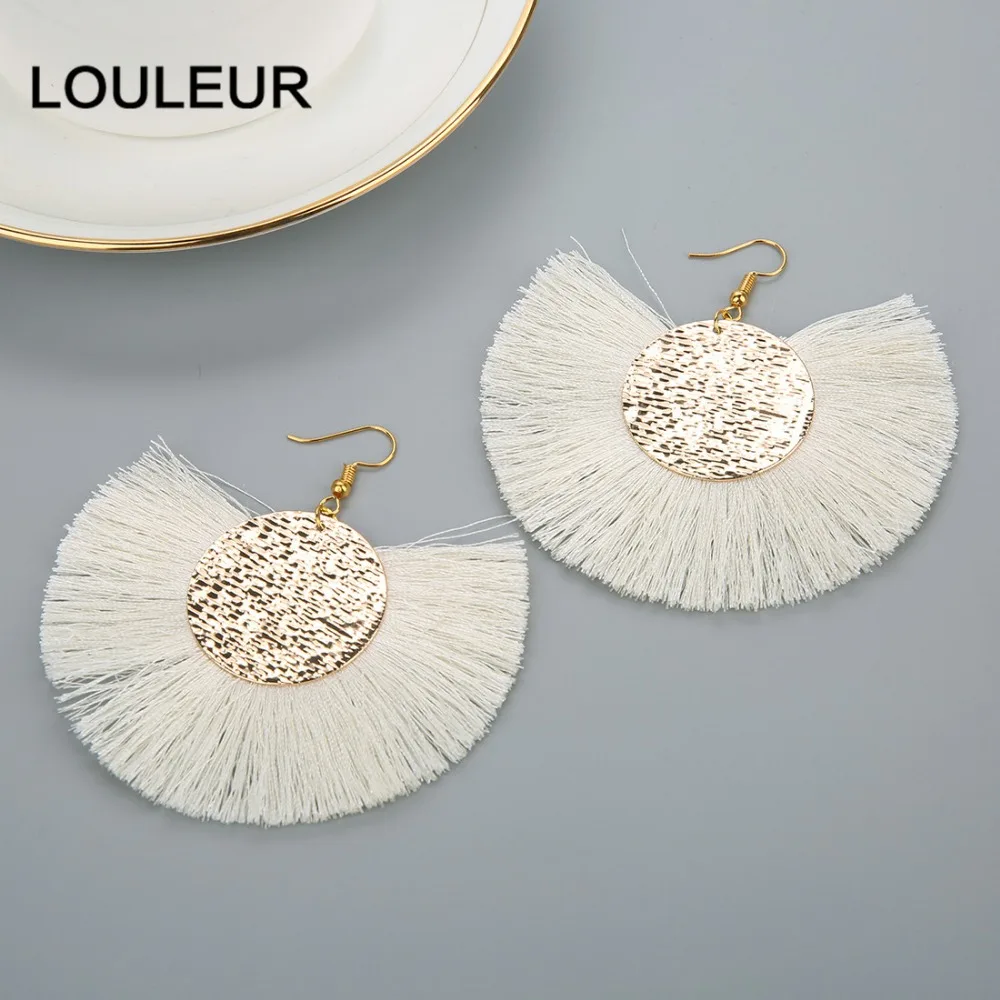 Louleur, красные, розовые, черные Висячие серьги для женщин, длинные серьги с кисточками, большие массивные золотые серьги, бохо, индийские ювелирные изделия, лето