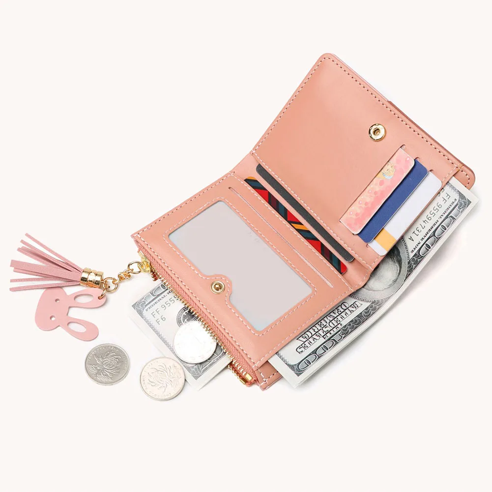 Женский кошелек из искусственной кожи модный короткий мини-кошелек контрастных