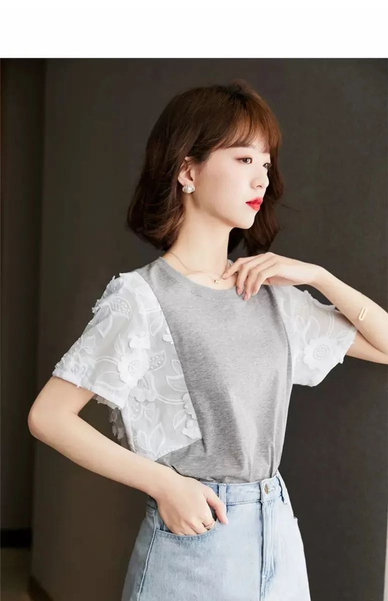 

Women Cotton Fashion Cotton Ladies Tee lavender Shirt Short Sleeve Tops Tee Shirt