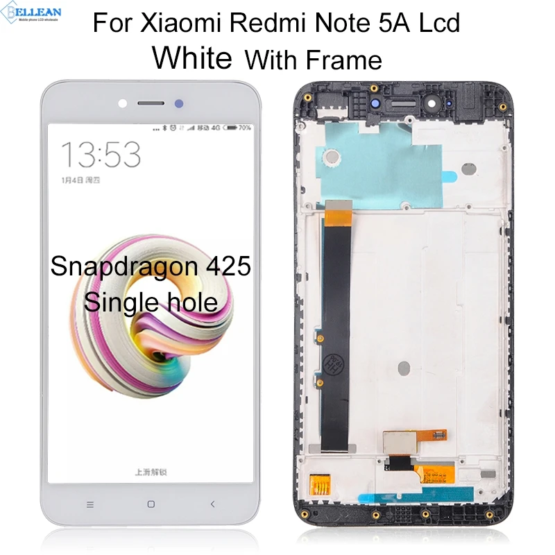 Dinamico для Xiaomi Redmi Примечание 5A Prime lcd Y1 дисплей кодирующий преобразователь сенсорного экрана в сборе Note 5A lcd Y1 Lite дисплей с рамкой - Цвет: 2G White With Frame