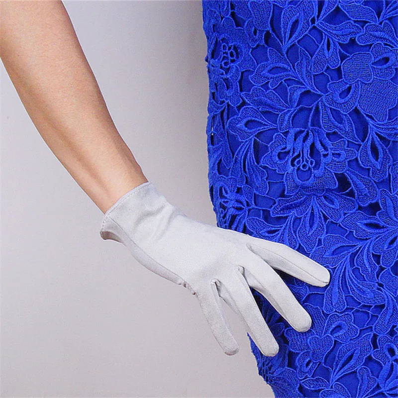 

Короткие замшевые перчатки, 21 см, короткие, из искусственной кожи, замшевые, серебристые, серые, матовые, светло-серые, женские, WJP28-21