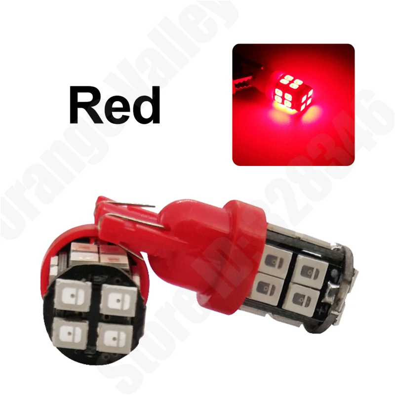 

2PCS W5W T10 Car LED Bulb 20SMD 2835 168 194 Side Marker Lights Map Turn Signal Lamp White Amber Green Red DC 12V