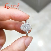 925 silver pear with round brand ring 6x8mm 1 25ct white moissanite rings flower fancy jewelry