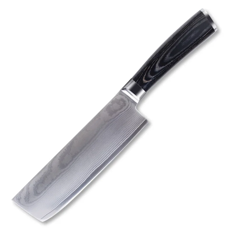 

7 Inch 67 Layers 9Cr18CoMoV Damascus Steel Kitchen Knives Ultra Sharp Nakiri Japanese Knife Wood Handle Natural Damascus Veins