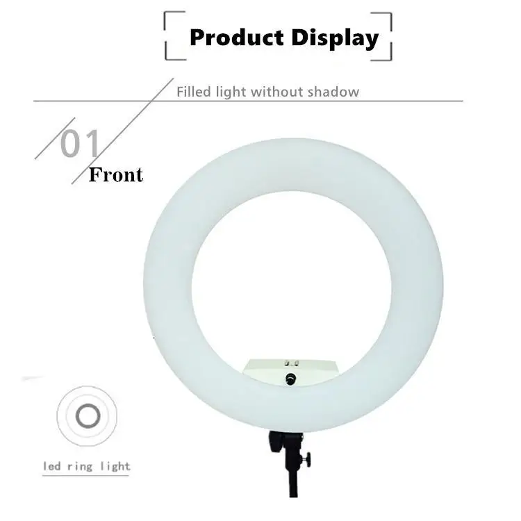 

Yidoblo White FE-480II Make-up Ring Light LED Video Light Ring Lamp LCD Screen Display Warm & Cold Color Lighting 96W 5500K