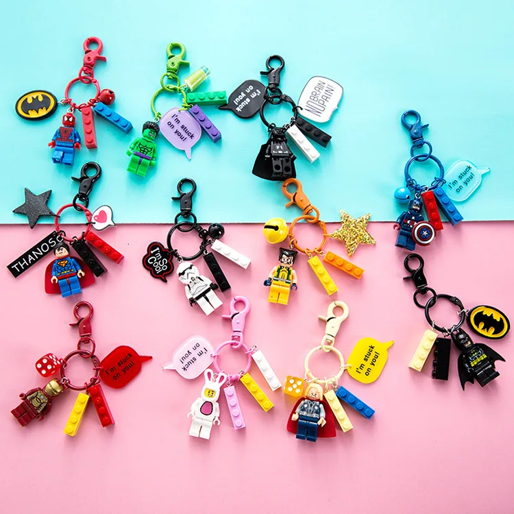 2020 мультяшный Базз Лайтер Бэтмен Брелок Супермен Человек-паук блоки брелки