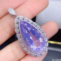 kjjeaxcmy fine jewelry 925 sterling silver inlaid natural gemstone amethyst female miss pendant necklace vintage