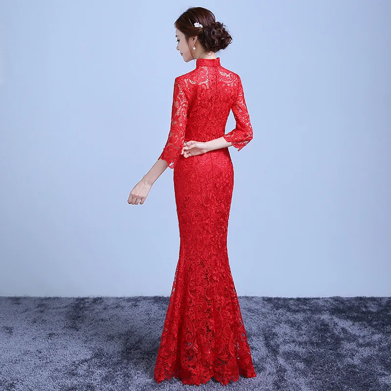 Тост невесты Cheongsam длинный 2020 новый зимний красный короткий китайский свадебное