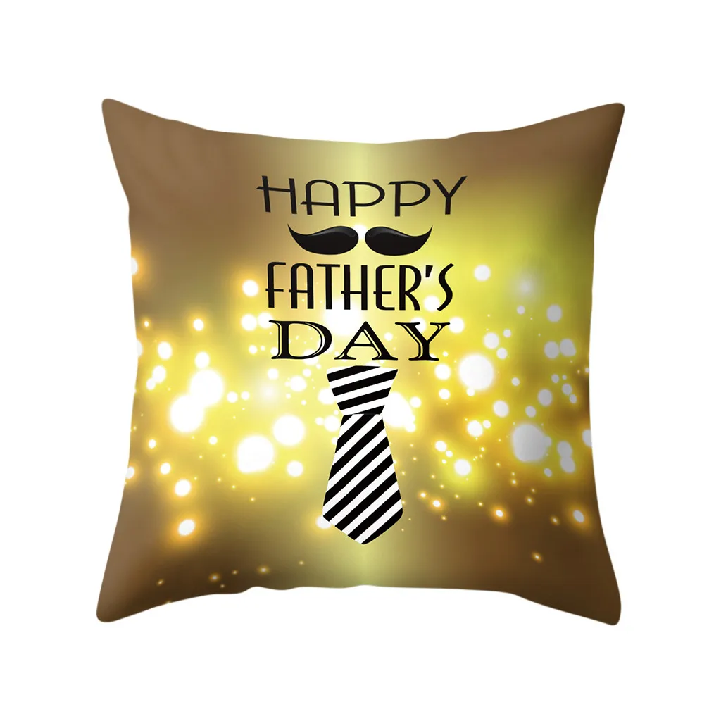 Наволочка с надписью на день счастливого отца персиковый Кожа вельвет наволочка