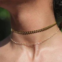 ywzixln bohemian vintage double layer fish bone heart shape chain fashion necklaces jewelry for women elegant accessories n097