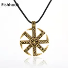 Ожерелье рыболовный крюк славянский Taislman Kolovrat Sun Wheel, языческий амулет, подвески, восковый шнур, веревка, цепочка в минималистическом стиле, подарок для мужчин и женщин