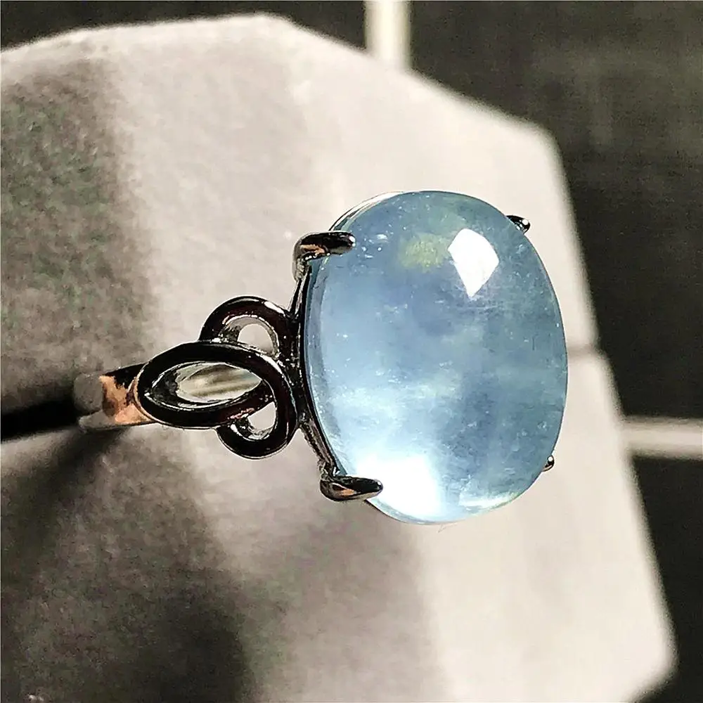 13x10 мм Топ натуральный морской синий Аквамарин кольцо для женщин леди мужчина