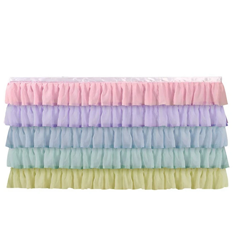 5 Layer Tulle Table Skirt Tutu Table Skirts Baby Shower Birthday Party Table Skirts for Banquet Wedding Hotel Party Decoration - Цвет: Color
