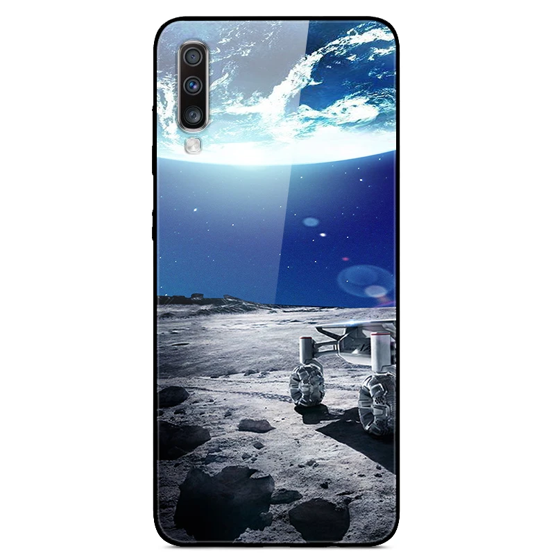 Роскошный стеклянный чехол для samsung Galaxy A70, чехол A 70, чехол на заднюю панель для samsung A70, чехол A705F 6,", ТПУ Рамка, бампер