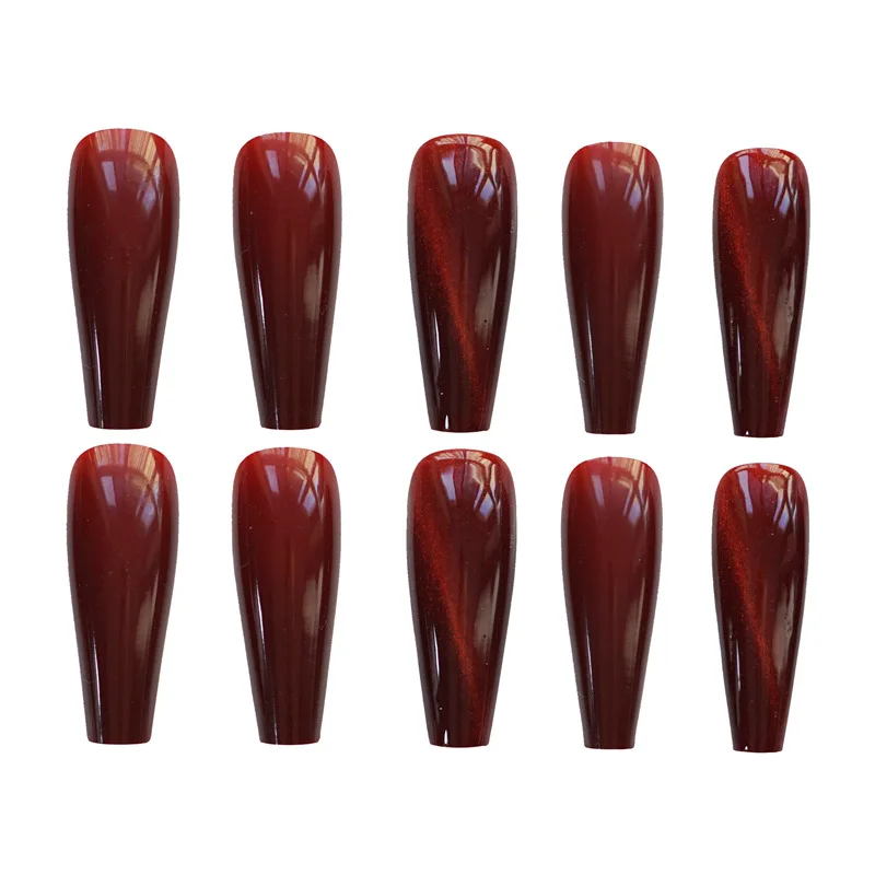 

Newly False Nails With Glue Gourd Red Cat's Eye Wear Nail Stickers Finished Nail Stickers 24 Nail Stickers Resin Material