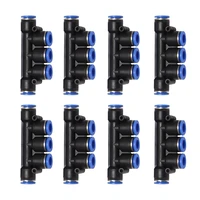 8pcs pk 10mm pneumatic five way hose connector quick plug connector push in type suitable for air water pipe