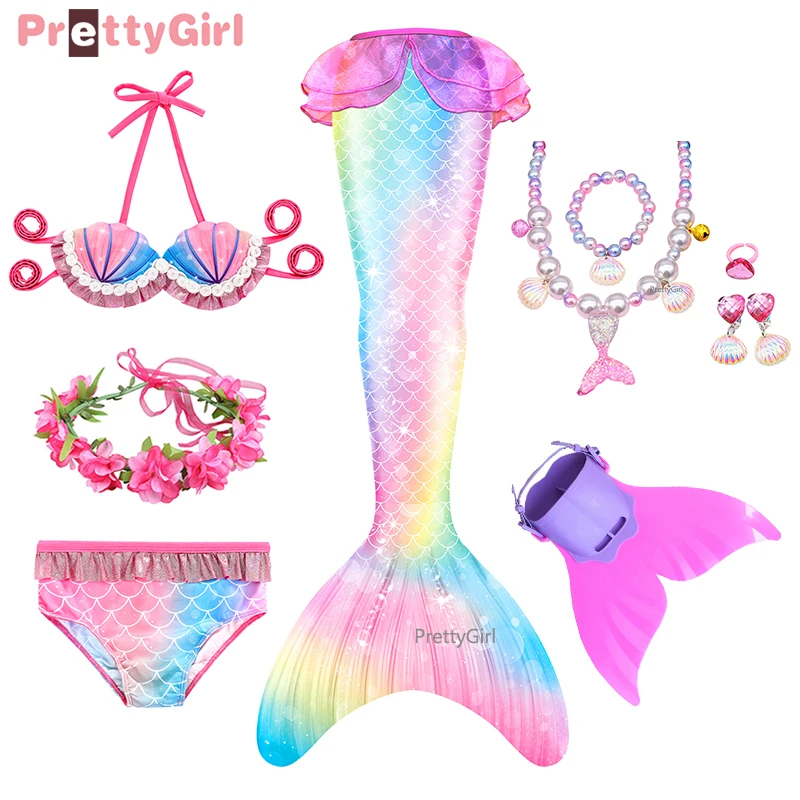 Новинка 2021 купальный костюм Русалочки с хвостом и бикини для косплея Детский дня