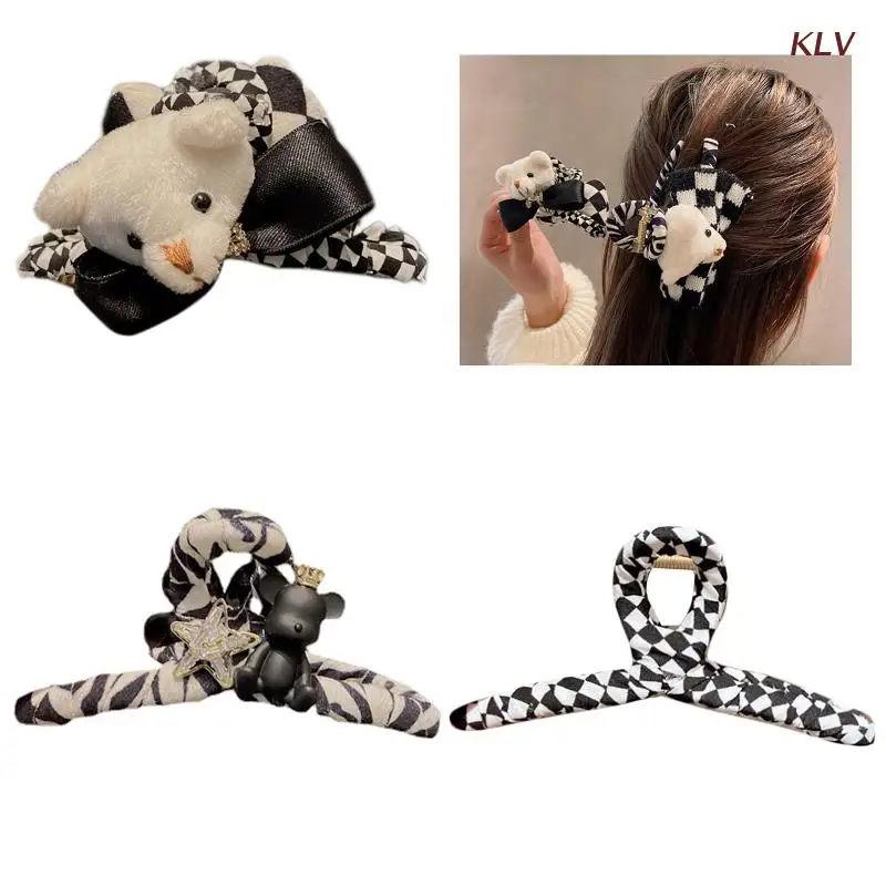 Заколка для волос с сильным креплением Kawaii плюшевый мультяшный медведь заколка