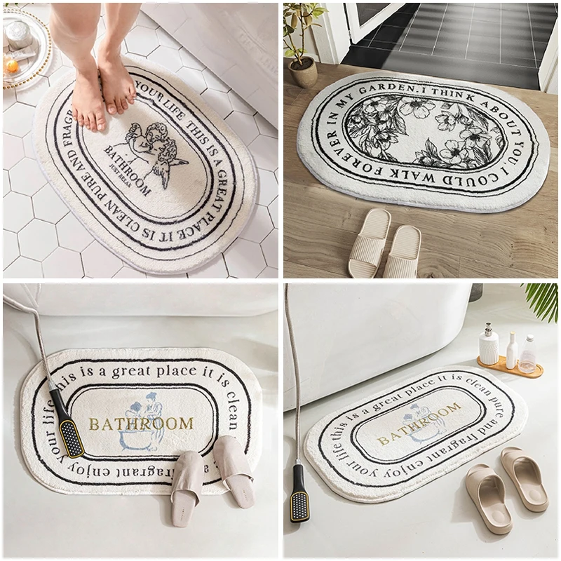 

Semicircle Floor Mat for Bathroom Entrance Doormat Non-slip Shower Mat Soft Area Carpet Rugs Washable Bedside Foot Mat