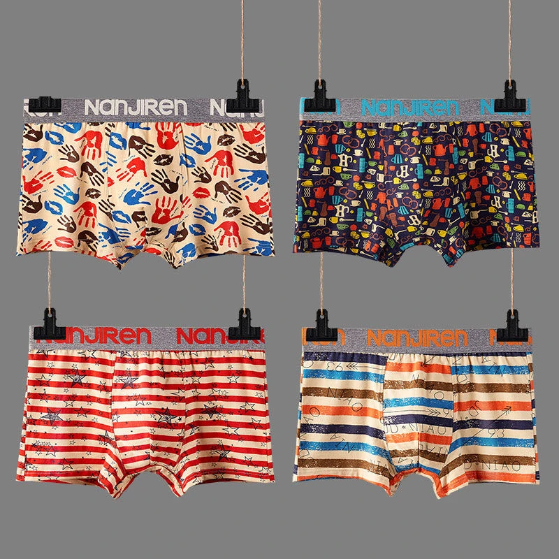 Men Underwear Boxer Brand Underpants Men Shorts Panties Solid Shorts 100% Cotton Breathable Mid Waist Shorts Men