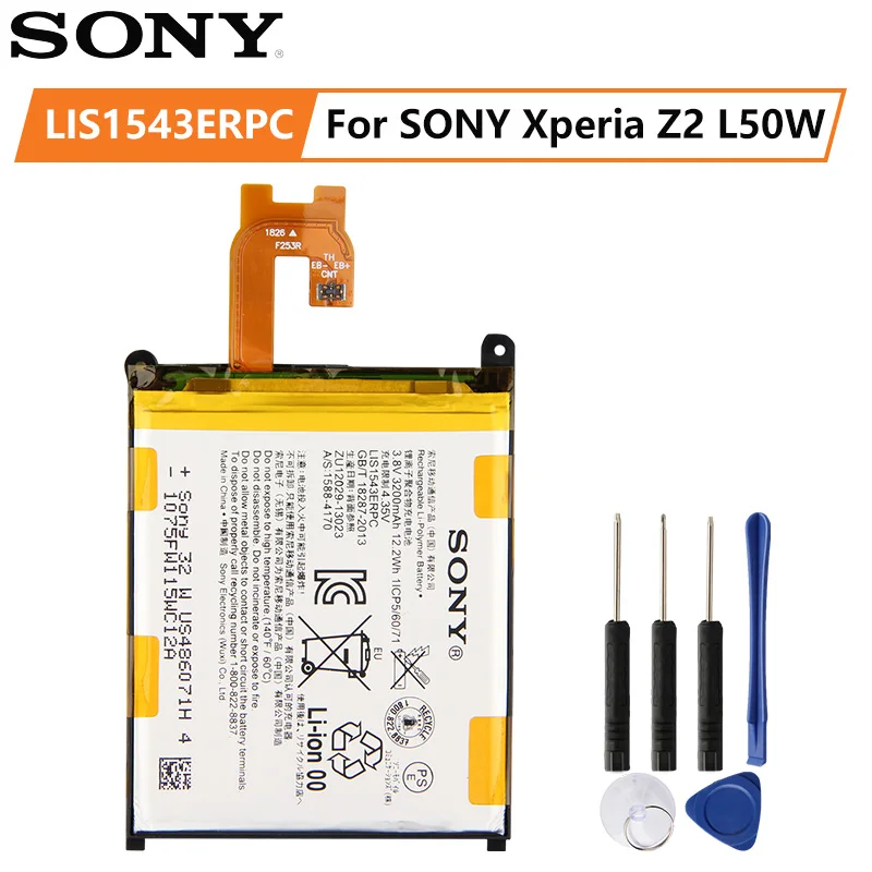 

Original SONY Battery For SONY Xperia Z2 L50w Sirius SO-03 D6503 D6502 LIS1543ERPC 3200mAh Authentic Phone Replacement Battery