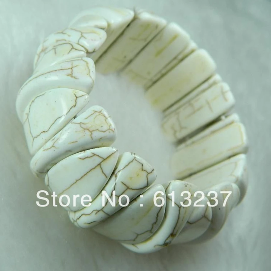 

Fashion White Turkey calaite stone 10-24mm 8-27mm loose beads making Jewellery Bracelet 7.5'' MY4674