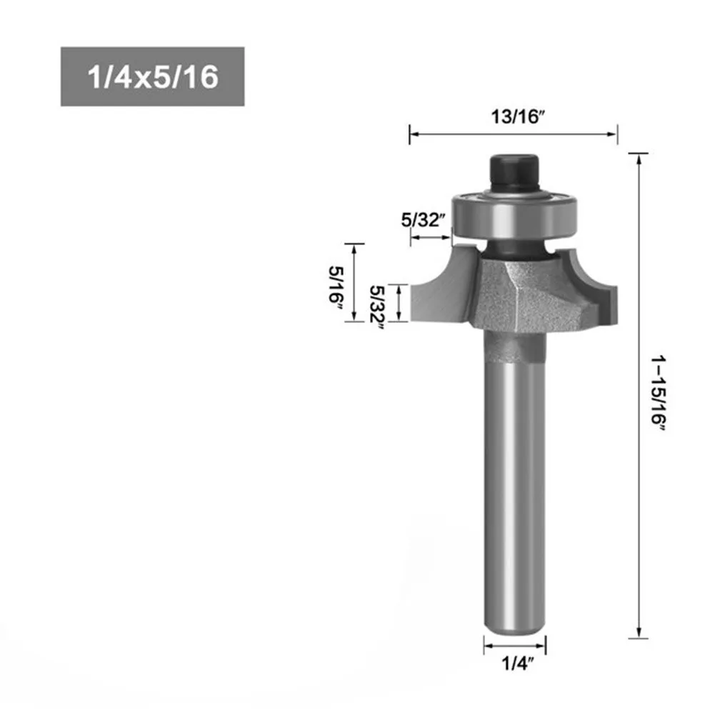 

1PCS Corner Round Over Router Bit Woodworking Milling Cutter 1/4" Shank Hard Alloy Wood Working Cutter Combined Plunge Cutting