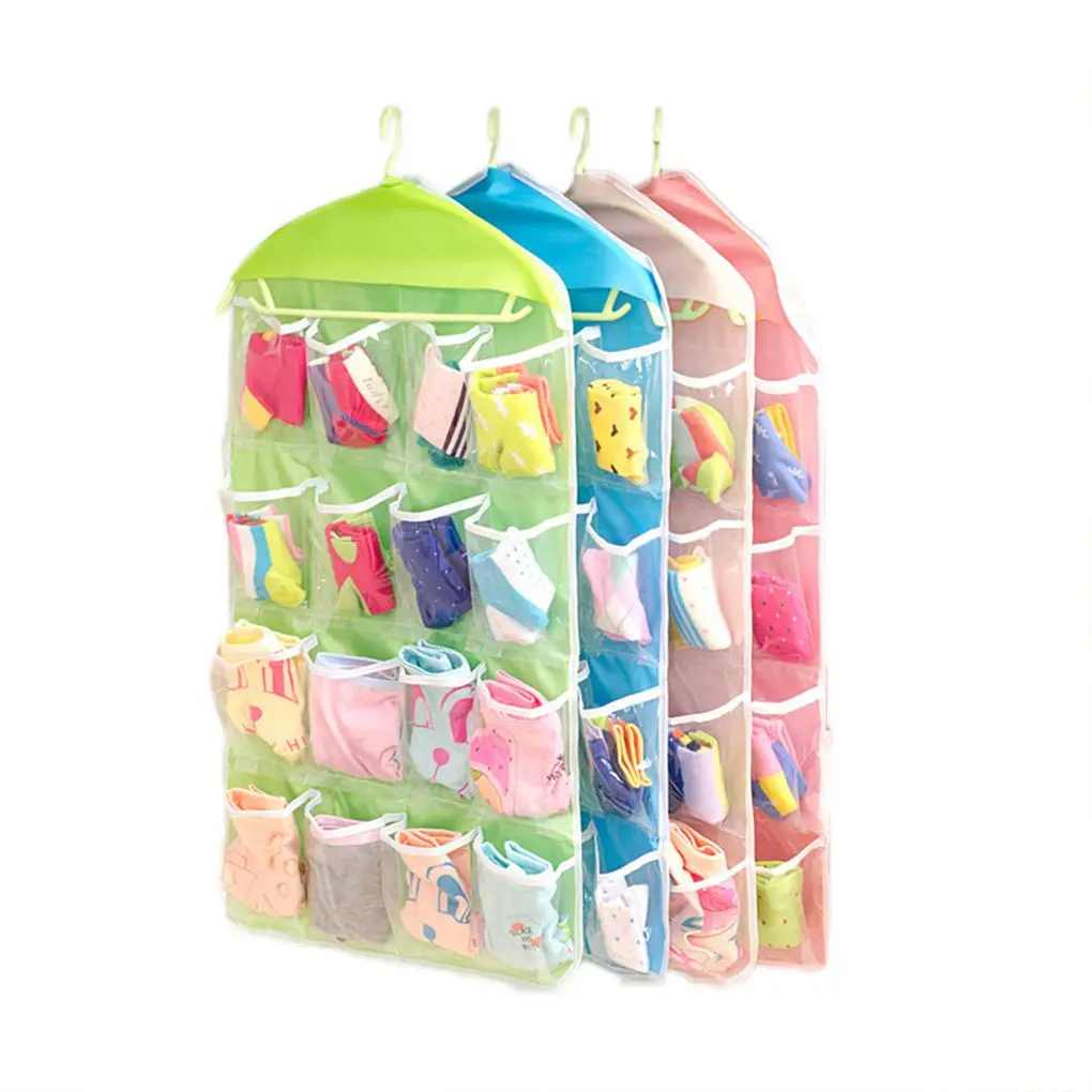 

New Portable 16 Grid Foldable Wardrobe Wall Door Back Hanging Bag Underwear Sock Hanging Shoe Storage Organizer Sundries Bag