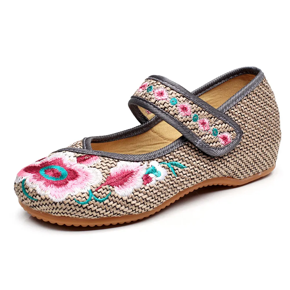 Женские балетки ручной работы Veowalk хлопковые с вышивкой на плоской подошве
