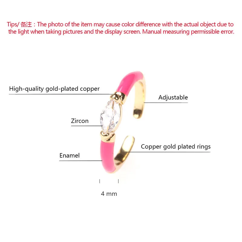 Летние цветные тонкие эмалевые геометрические кольца для женщин Открытые
