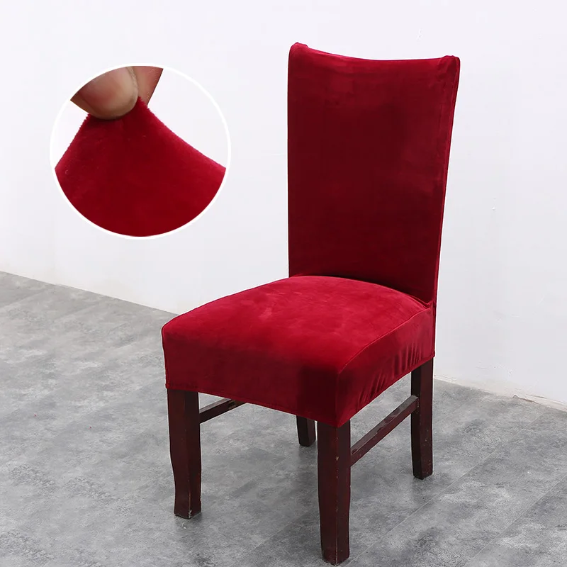 

Thick Plush Chair Covers Spandex Solid Color Dining Chair Covers Stretch Flannel Seat Cover for Banquet Wedding basen ogrodowy