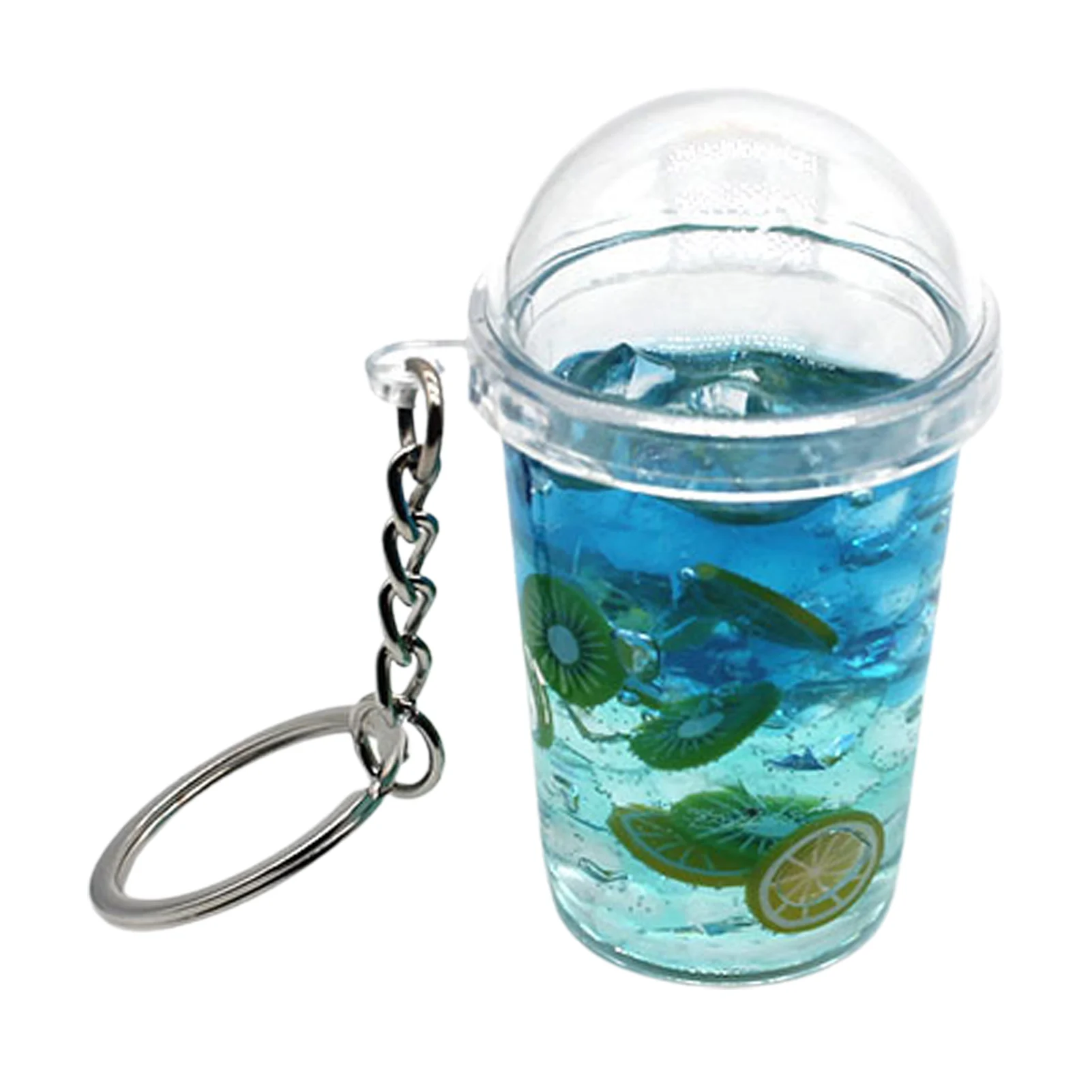 

Creative Milk-Tea Keychain Fruit Cold Glass Pendant Bag Decor Car Ornament Gift Kids Educational Toys for Children Gifts