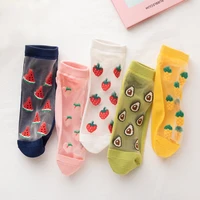 10pieces5pairspack womens socks funny fruits glass filament socks women summer breathable cute avocado crystal silk sock sox